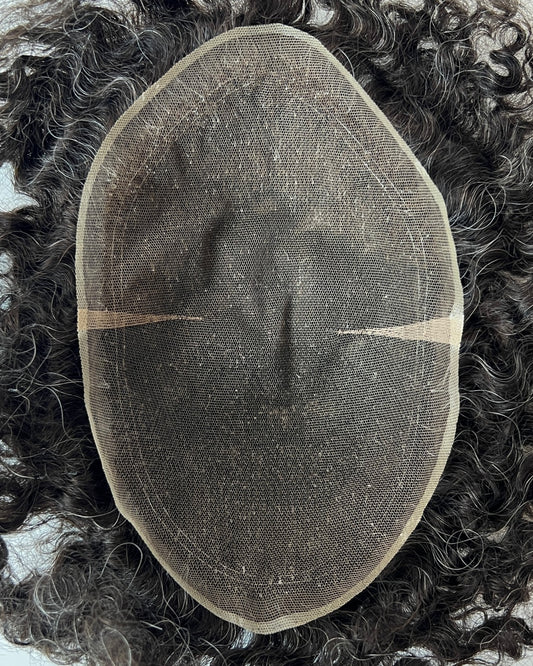 curly lace custom made hairpiece for men