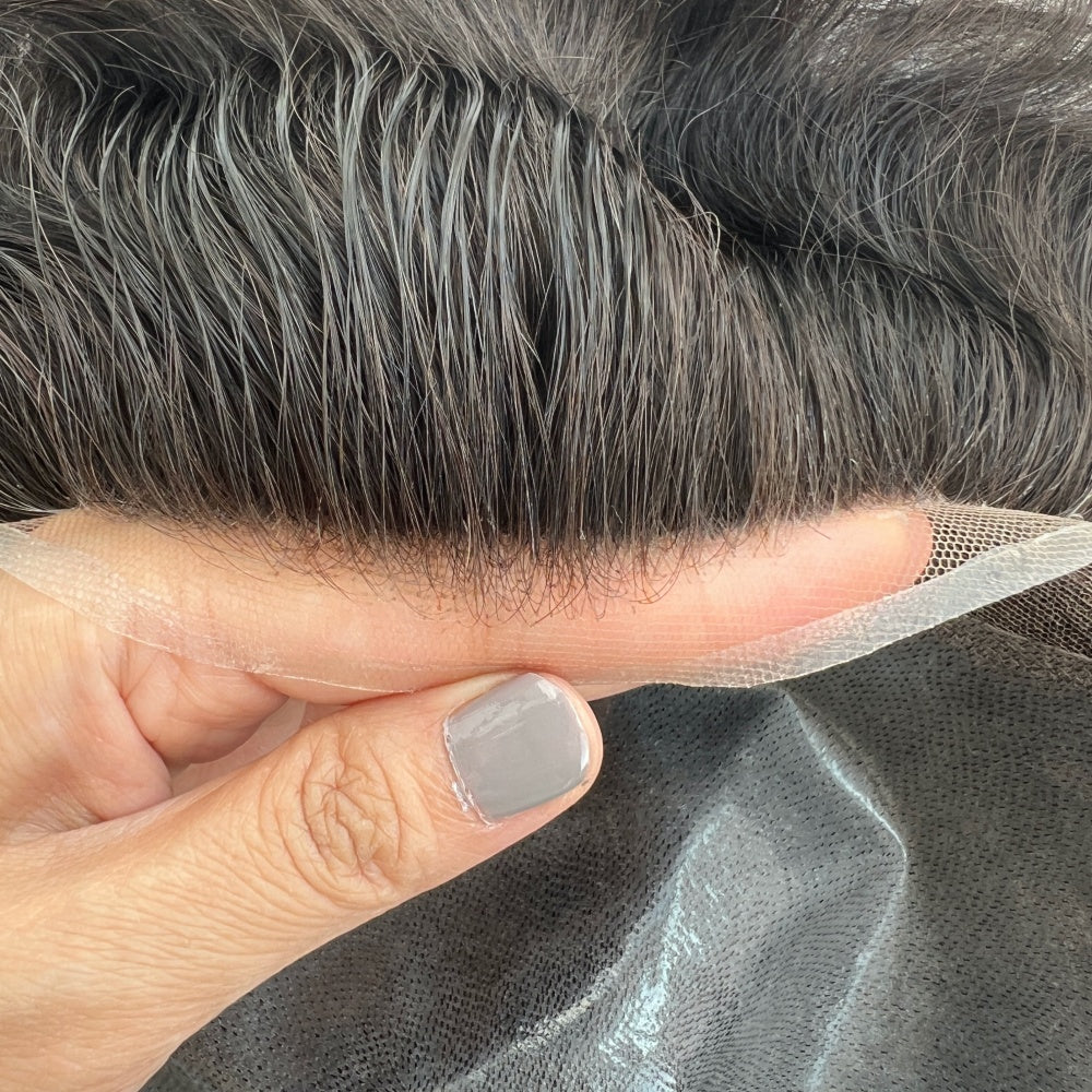 thin skin with lace frontal hairpiece for men natural hairline