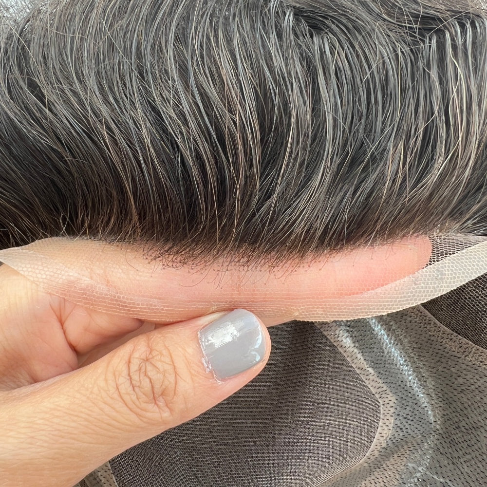 double mono base with natural lace frontal toupee for men invisible hairline