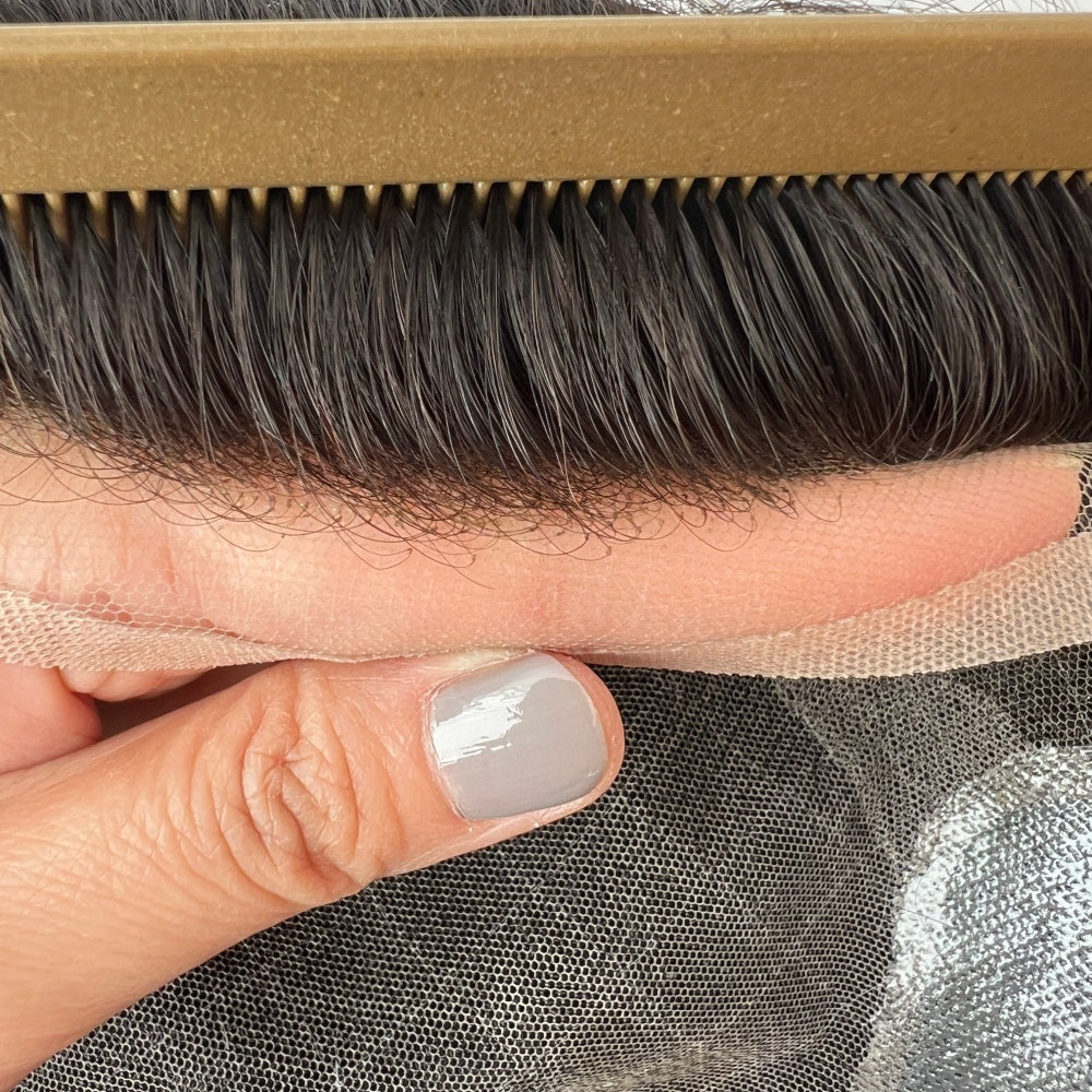 replacable lace frontal hairpiece for men invisible hairline