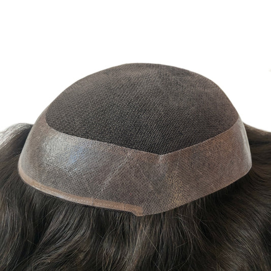 French lace with skin perimeter toupee for men