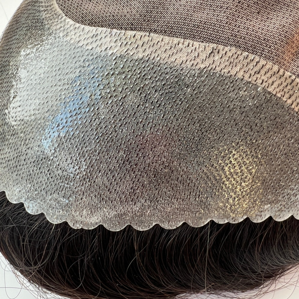 durable mono base with lace frontal hair system for men scallop frontal