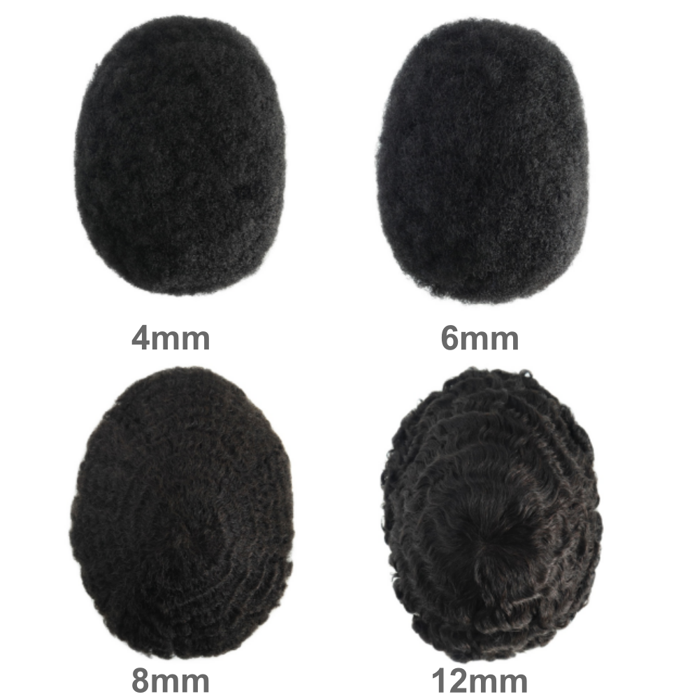 afro hair system curl size
