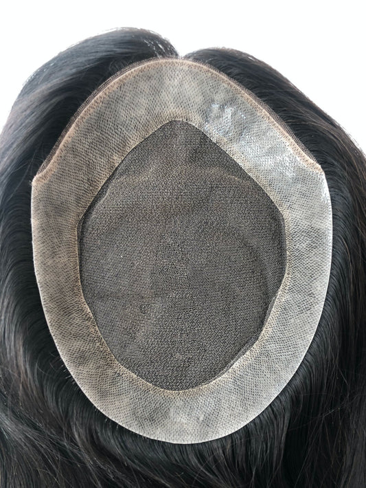 lace middle skin perimeter hair topper for women