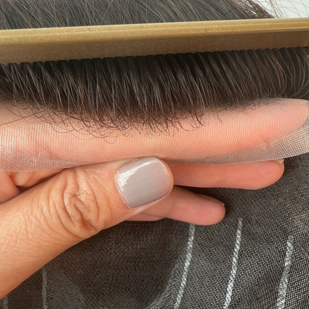 fine welded mono men's toupee invisible hairline