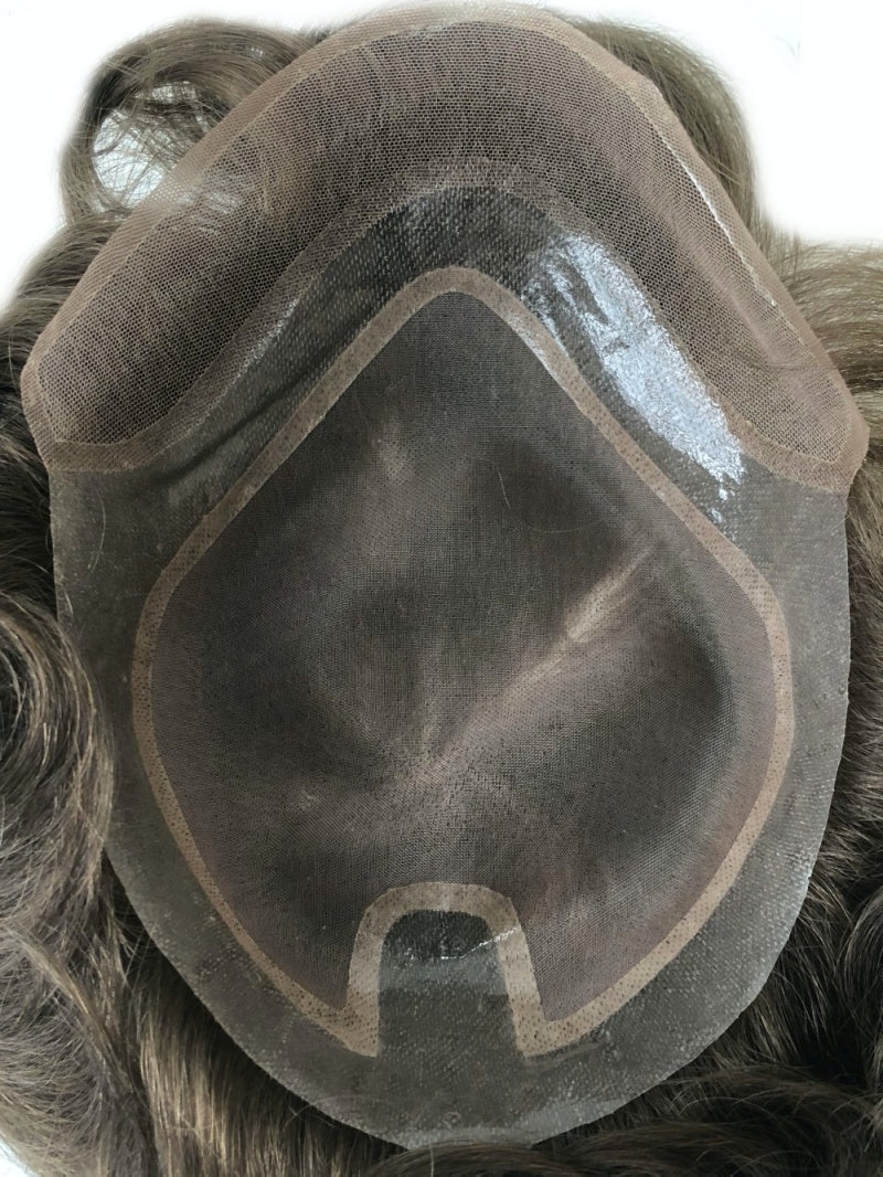 fine mono with lace frontal toupee for men