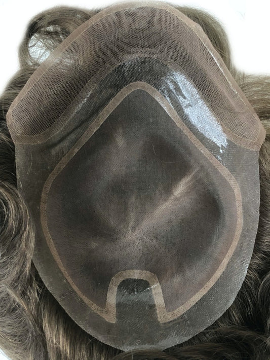 fine mono with lace frontal toupee for men