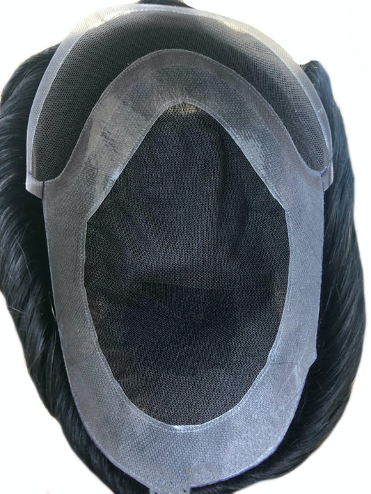 french lace center with lace frontal toupee for men