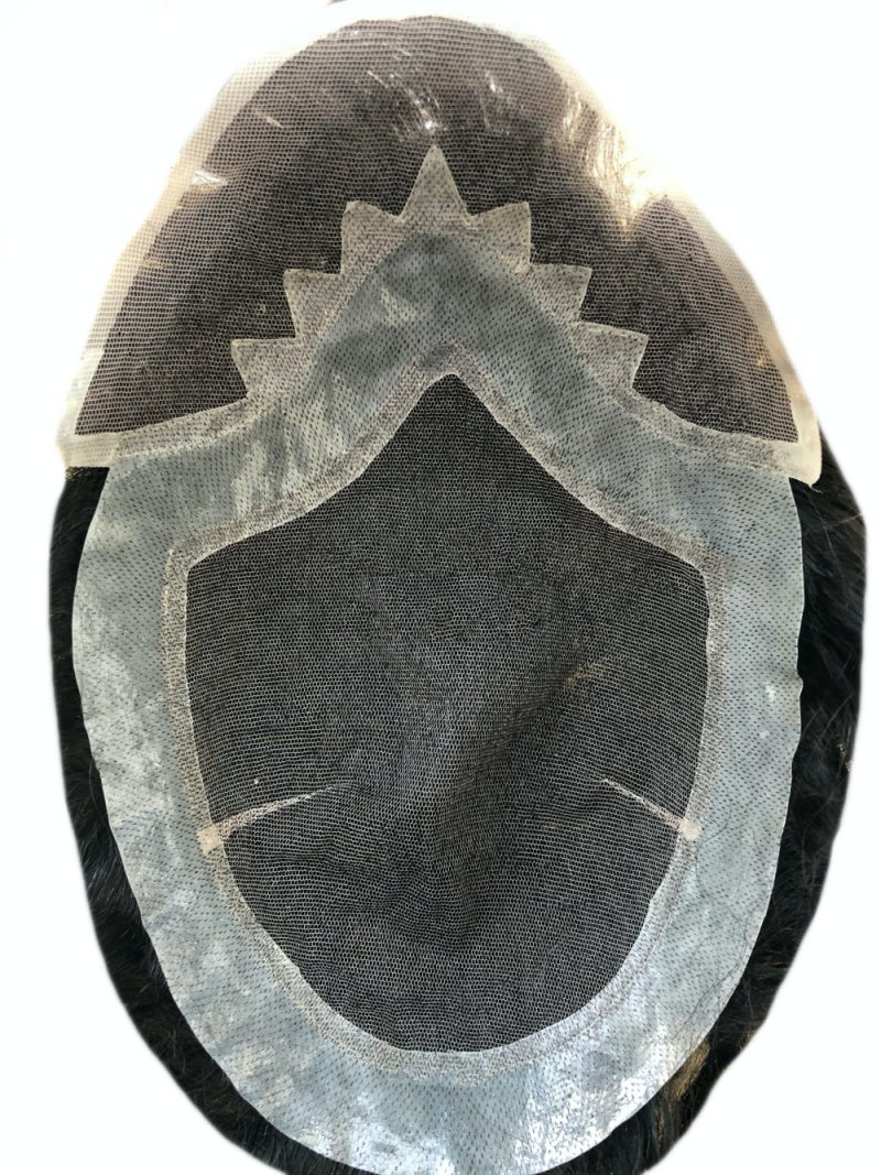 lace frontal and top hair replacement system for men