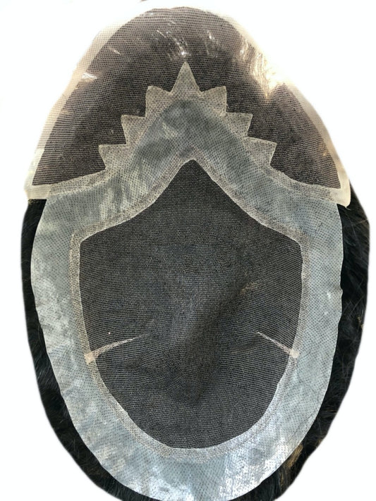 lace frontal and top hair replacement system for men