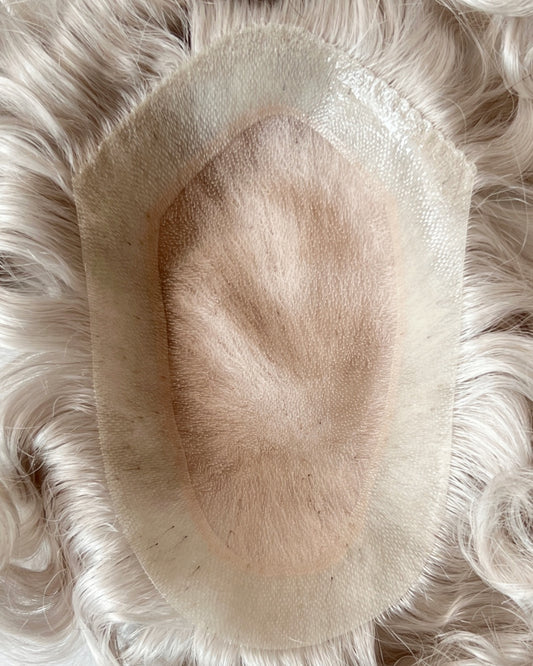 white hair fine mono hairpiece